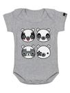 Body Bebê Kiss Bear Cinza Mescla Art Rock