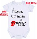 body bebê leite fralda rock'n roll cód 2854
