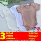 Body Bebê Manga Curta Kit 3 Peças Suedine 100% Algodão Liso Menino E Menina Body Bebê Manga Curta Kit 3 Peças Suedine 100% Algodão Liso Menino E Menina