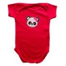 Body Bebê Manga Curta Panda Laço Rosa