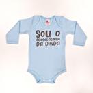 Body Bebê Manga Longa Azul Bebê Chocolatinho da Dinda