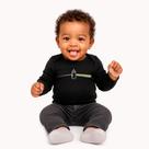 Body Bebê Manga Longa Baby Side Preto - 100% Algodão
