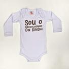 Body Bebê Manga Longa Branco Chocolatinho da Dinda