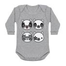 Body Bebê Manga Longa Kiss Bear Cinza Mescla Art Rock