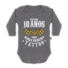 Body Bebê Manga Longa Primeira Tattoo Chumbo