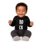 Body Bebê Manga Longa Rock Estilo ACDC Preto