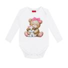 Body Bebê Menina em Cotton Ursinha na cor Branca Tamanho:M