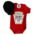 Body Bebe Menino FRASES- O MELHOR BABY DO MUNDO + Boina - Temático Mesversário