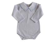 Body Bebê Menino Gola Bordada Pontilhado Super Luxo - Azul Claro