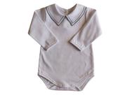 Body Bebê Menino Gola Bordada Pontilhado Super Luxo - Verde Maré