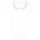 Body Bebê Menino Gola Padre Branco Detalhe Vermelho Fofinho
