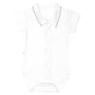 Body Bebê Menino Gola Polo Branco Detalhe Marinho Fofinho