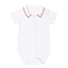 Body Bebê Menino Gola Polo Branco Detalhe Vermelho Fofinho
