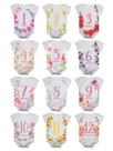 Body Bebê Mesversario Floral Kit 12 Roupinhas de Neném 1 a 12 Meses