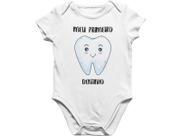 Body Bebê Meu Primeiro Dentinho Mesversario Branca