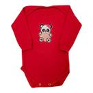 Body Bebê Panda Coração Manga Longa