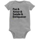 Body Bebê Paz & Amor & Saúde & Enriquecer - Foca na Moda