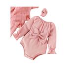 Body Bebê Rosa Manga Longa com Laço e Lenço - Conjunto 2 Peças Primavera/Outono