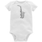 Body Bebê Saxofone Notas Musicais - Foca na Moda