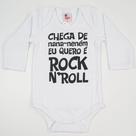 Body Bebê Suedine Manga Curta Branco Rock NRoll