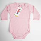 Body Bebê Suedine Manga Longa Rosa Liso