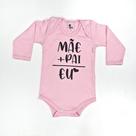 Body Bebê Suedine Manga Longa Rosa Mãe Pai Eu Body Bebê Suedine Manga Longa Rosa Mãe Pai Eu