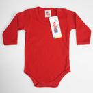Body Bebê Suedine Manga Longa Vermelho Liso