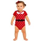 Body Bebê Temático Minnie Vermelho Suedine 100% Algodão.