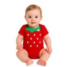 Body Bebê Temático Morango Feminino 100% Algodão.