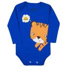 Body Bebê Tigre Fome, Manga Longa, Azul, 9 a 12 Meses, Gaga Baby