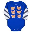Body Bebê Tigrinhos Manga Longa Azul 3 a 6 Meses Gaga Baby