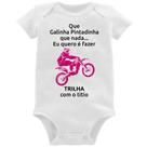 Body Bebê Trilha com o titio (moto rosa) - Foca na Moda Body Bebê Trilha com o titio (moto rosa) - Foca na Moda