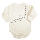 Body bebê unissex formiguinha manga longa suedine off-white
