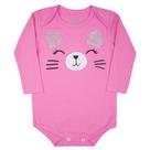 Body Bebê Ursa, Manga Longa, Rosa, 6 a 9 Meses, Gaga Baby