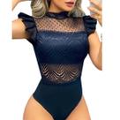 Body Blusa Renda Feminina Moda Blogueira Bojo Tule Poa