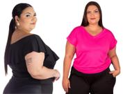 Body Bori Feminino Suplex Babado Ombro A Ombro C/ Fecho + Camiseta Basica Lisa De Malha