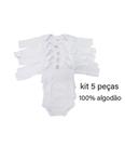 Body branco bebê 100% algodão kit c/ 5 peças