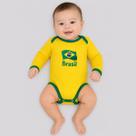 Body Brasil Basic Manga Longa Infantil Amarelo Body Brasil Basic Manga Longa Infantil Amarelo
