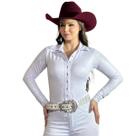 Body Camisa Cirrê Branco Diamond Moda Country Brilhos Strass Texas Ranch Jeans