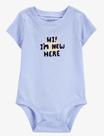 Body Carter's Original manga curta "I'm New Here" para bebê - Azul - Tam 6 Meses