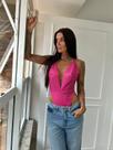 Body Cash - Alcinha Super Cavado Couro P.U.- Pink Body Cash - Alcinha Super Cavado Couro P.U.- Pink