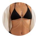 Body Chain Corrente Corpo Strass Franja Luxo Feminino Verão