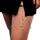 Body Chain Corrente Coxa Strass Dourado Cobra Feminino -
