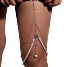 Body Chain Corrente Coxa Strass Prata Pérolas Feminino -