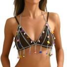 Body Chain, pingente de resina colorido, metal prateado, ajustável Body Chain, pingente de resina colorido, metal prateado, ajustável