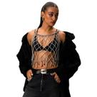 Body Chain Top Silver Strass Mesh for Women Festival