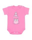 Body com Botão na Gola Estampado Corujas Manga Curta Feminino