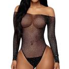 Body Com Strass E Brilho, Arrastão No Tule Transparente