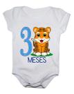 Body de Bebê Manga Curta Aniversário 3 Meses Safari