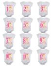 Body de bebê mesversario ursinha princesa - Kit 12 bodies